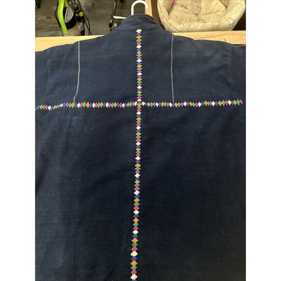 Classy City Chicks Guatemalan Made Cotton Acrylic Mens Short Sleeve Navy Blue Em - Picture 12 of 12